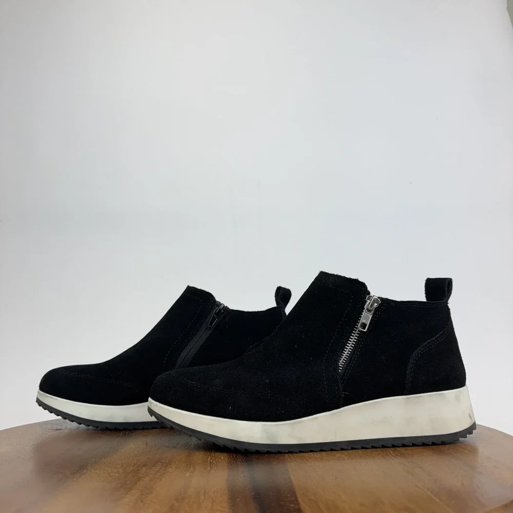 Womens Blondo Ellorie Black Leather Platfrom Wedge Ankle Booties Size 8 M GUC‎